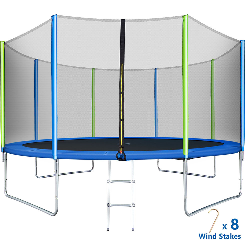 थंबनेल: 12FT Trampoline for Kids with Safety Enclosure Net, Ladder and 8 Wind Stakes, Ro