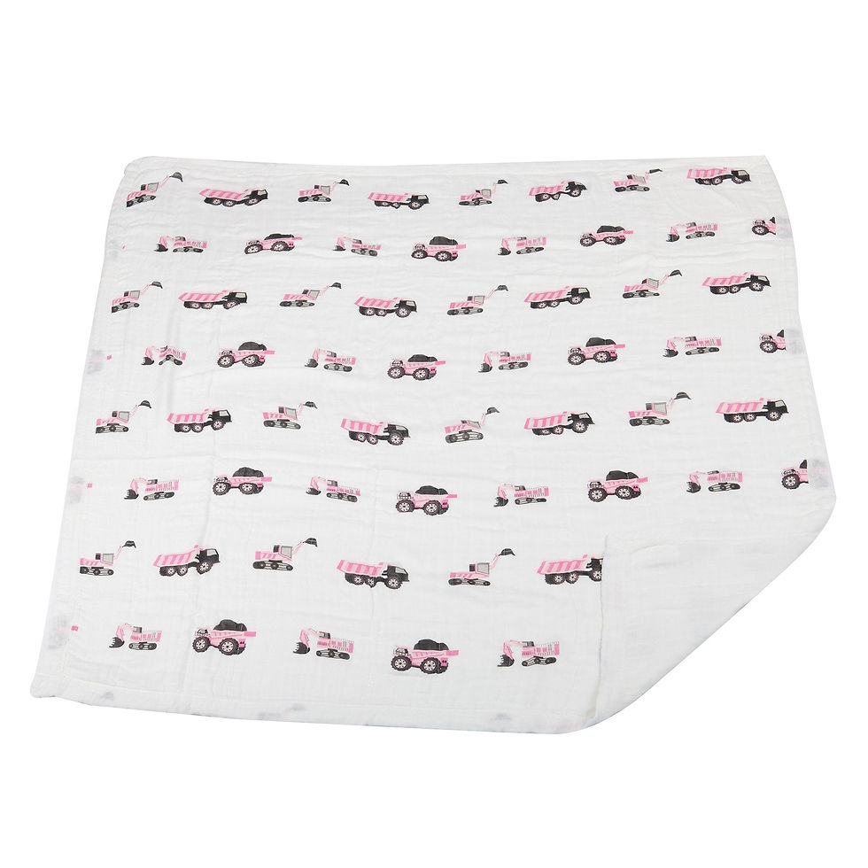 Thumbnail: 👼 Pink Digger & White Bamboo Muslin Newcastle Blanket