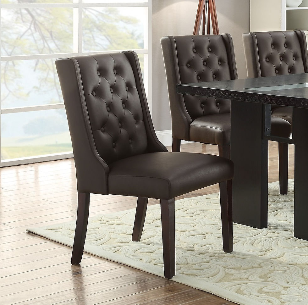 Thumbnail: Modern Faux Leather Espresso Tufted Set of 2 Chairs Dining Seat Chair