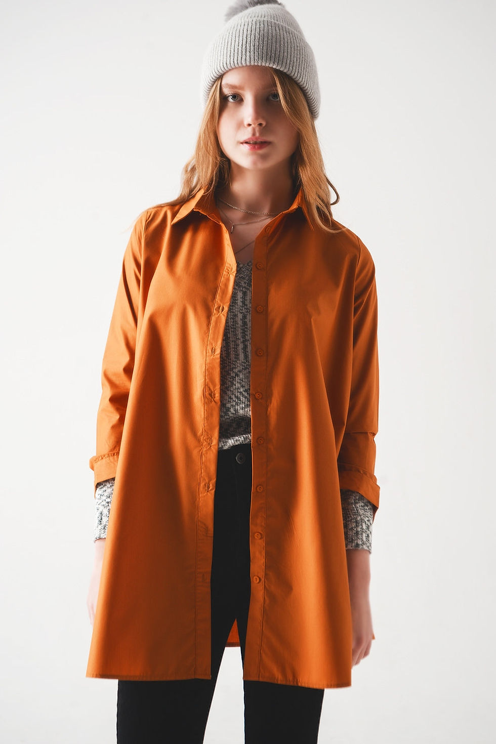 Thumbnail: Oversized Poplin Shirt in Rust