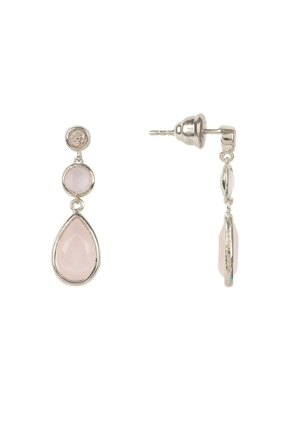 Thumbnail: 💍 Tuscany Gemstone Drop Earring, Silver Rose Quartz