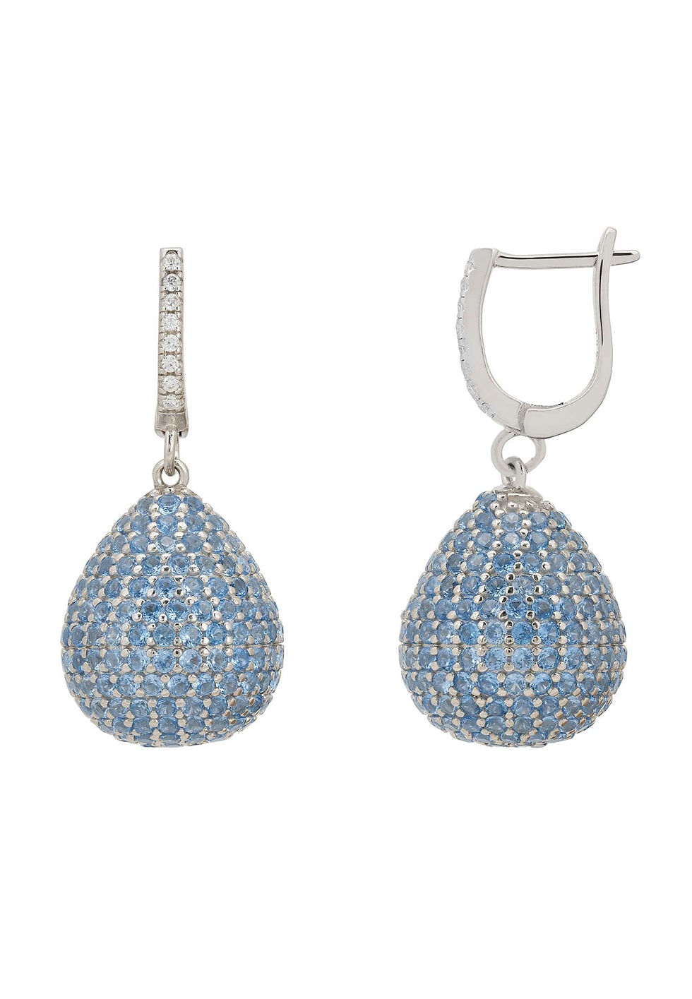 الصورة المصغرة: Valerie Pear Drop Gemstone 💎 Earrings, Silver Ice Blue