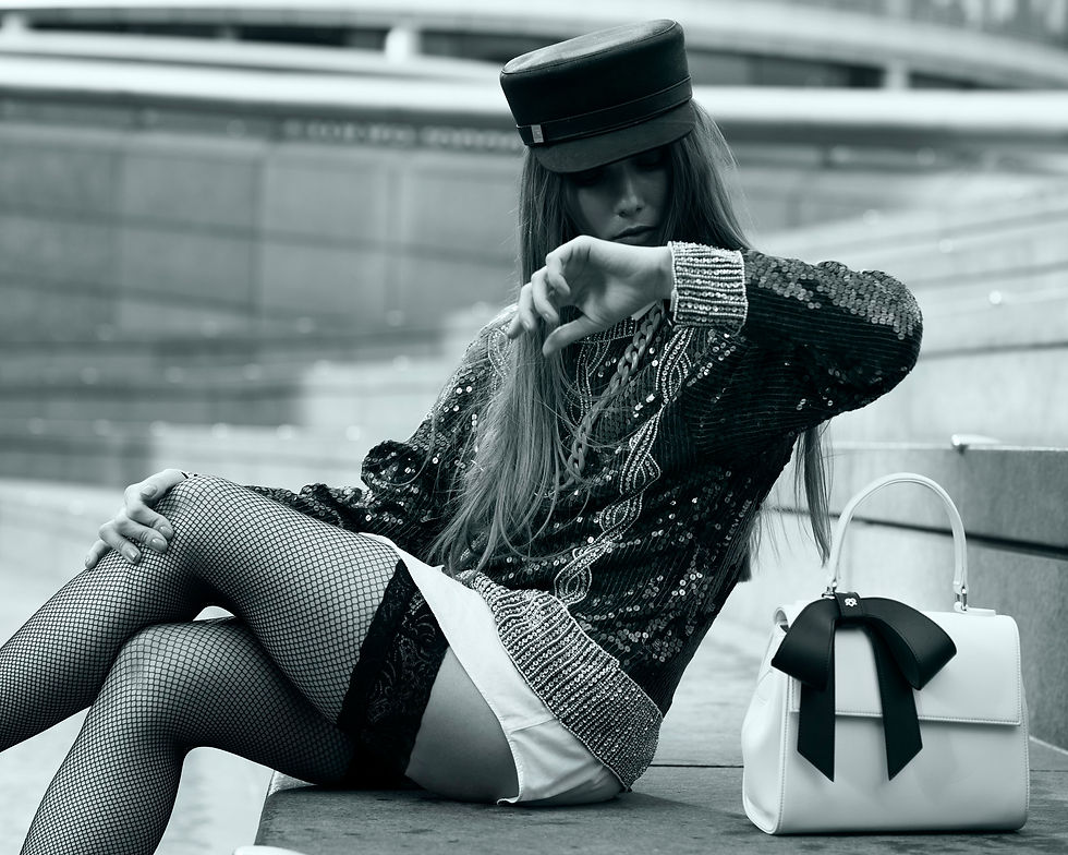 Thumbnail: Cottontail - White+Black Vegan Leather Bag.