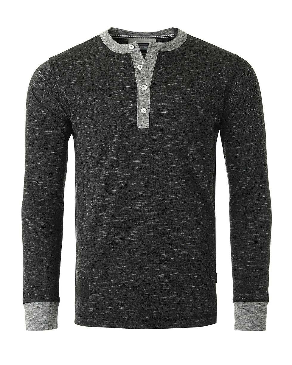 Thumbnail: ♂️ ZIMEGO Long Sleeve Contrast Button Placket Neck Cuffs Casual Henley Shirts