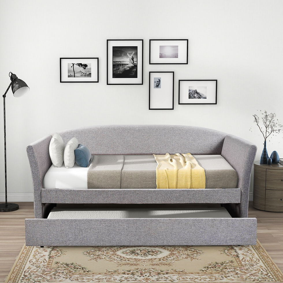 Miniature : Twin Size Upholstered Daybed with Trundle, Gray