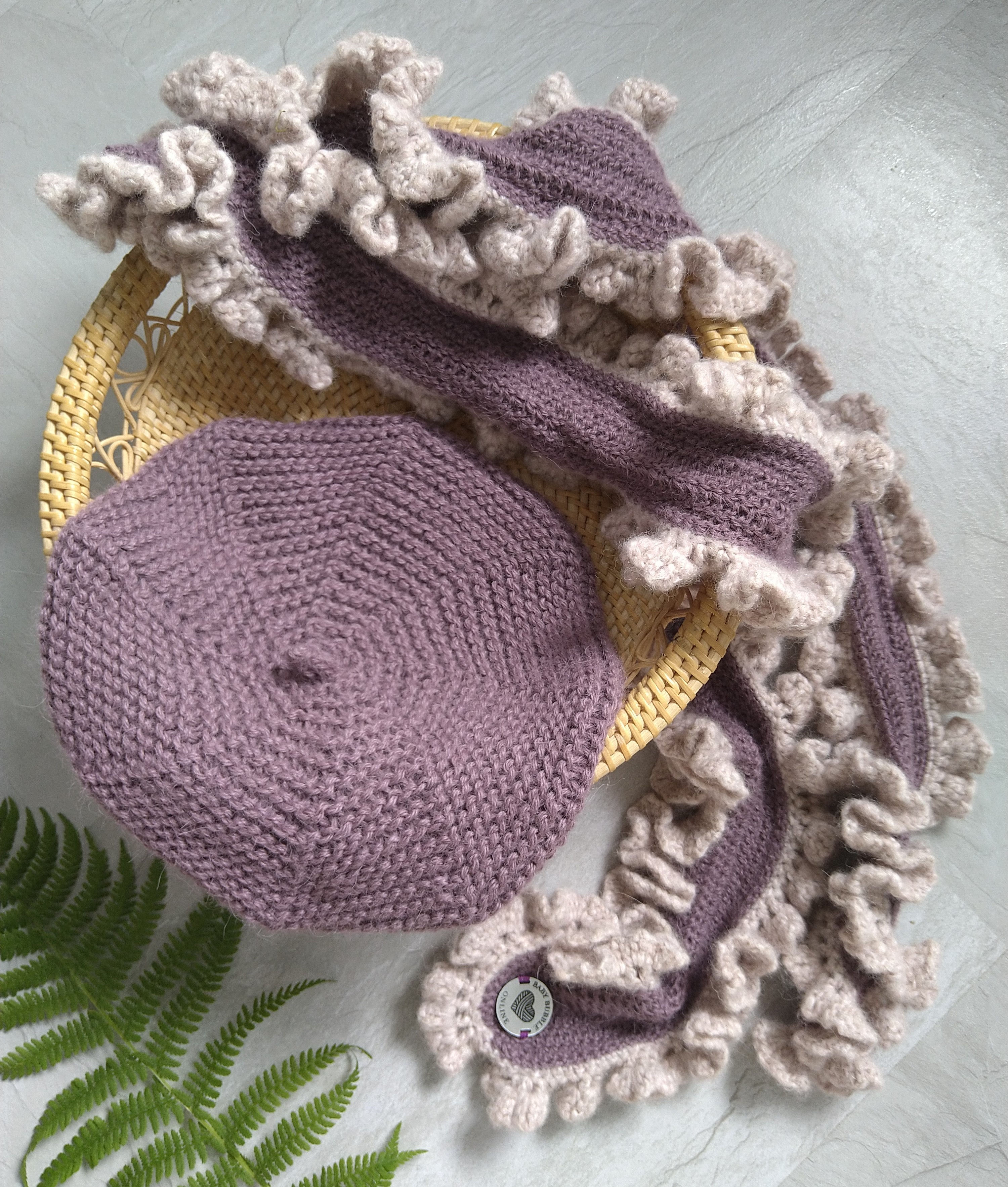 Mauve Alpaca Set - Beret and Scarf