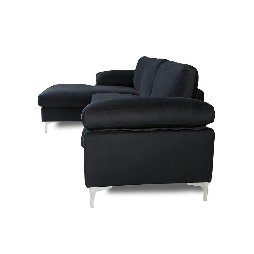 Miniatura: SECTIONAL SOFA BLACK VELVET LEFT HAND FACING