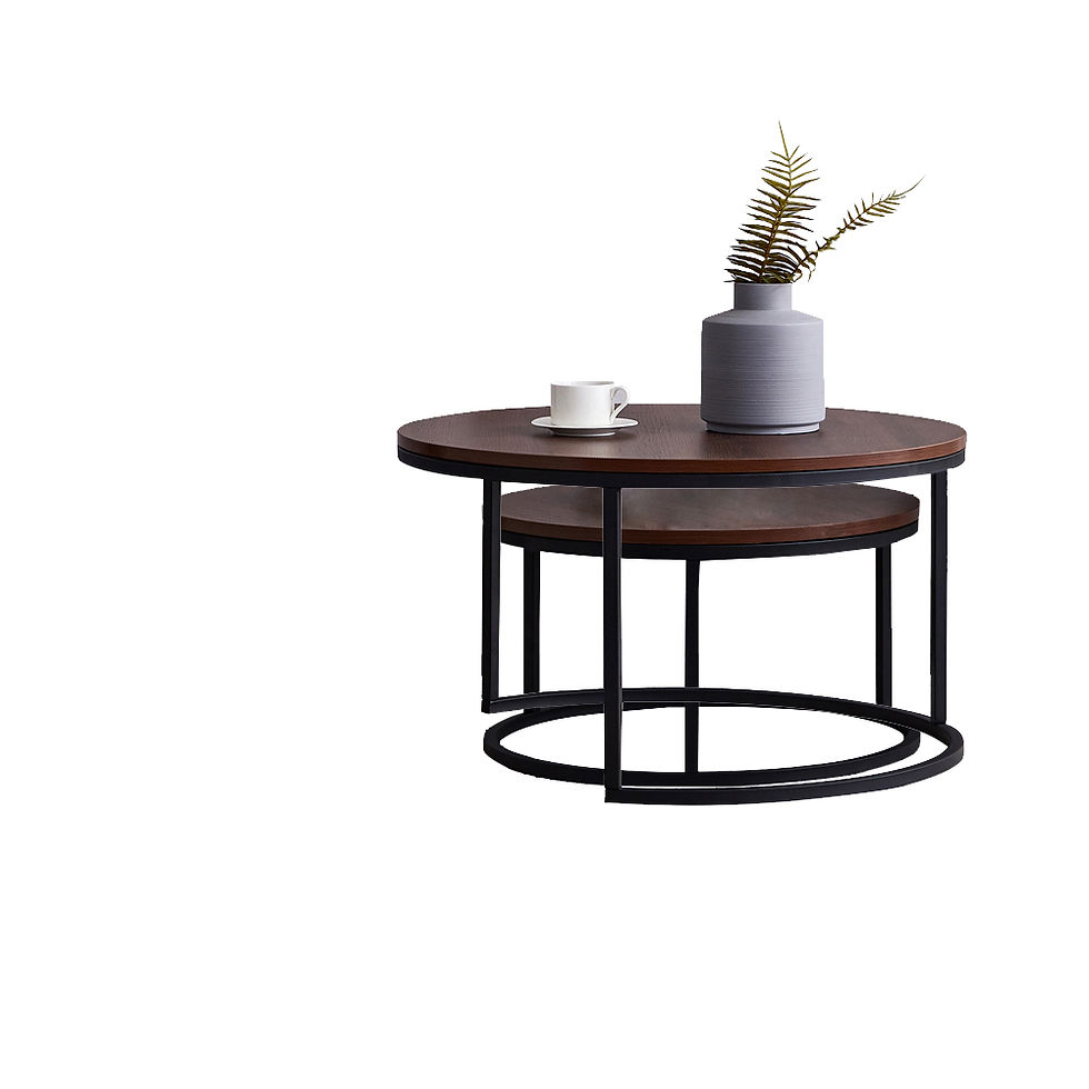 Thumbnail: Modern Nesting coffee table,Black metal frame with walnut top-31.5”