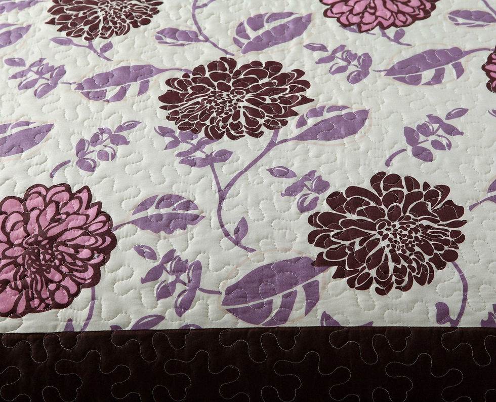Thumbnail: DaDa: Bohemian Purple Blooms Floral Garden Pink Brown Bedspread Set