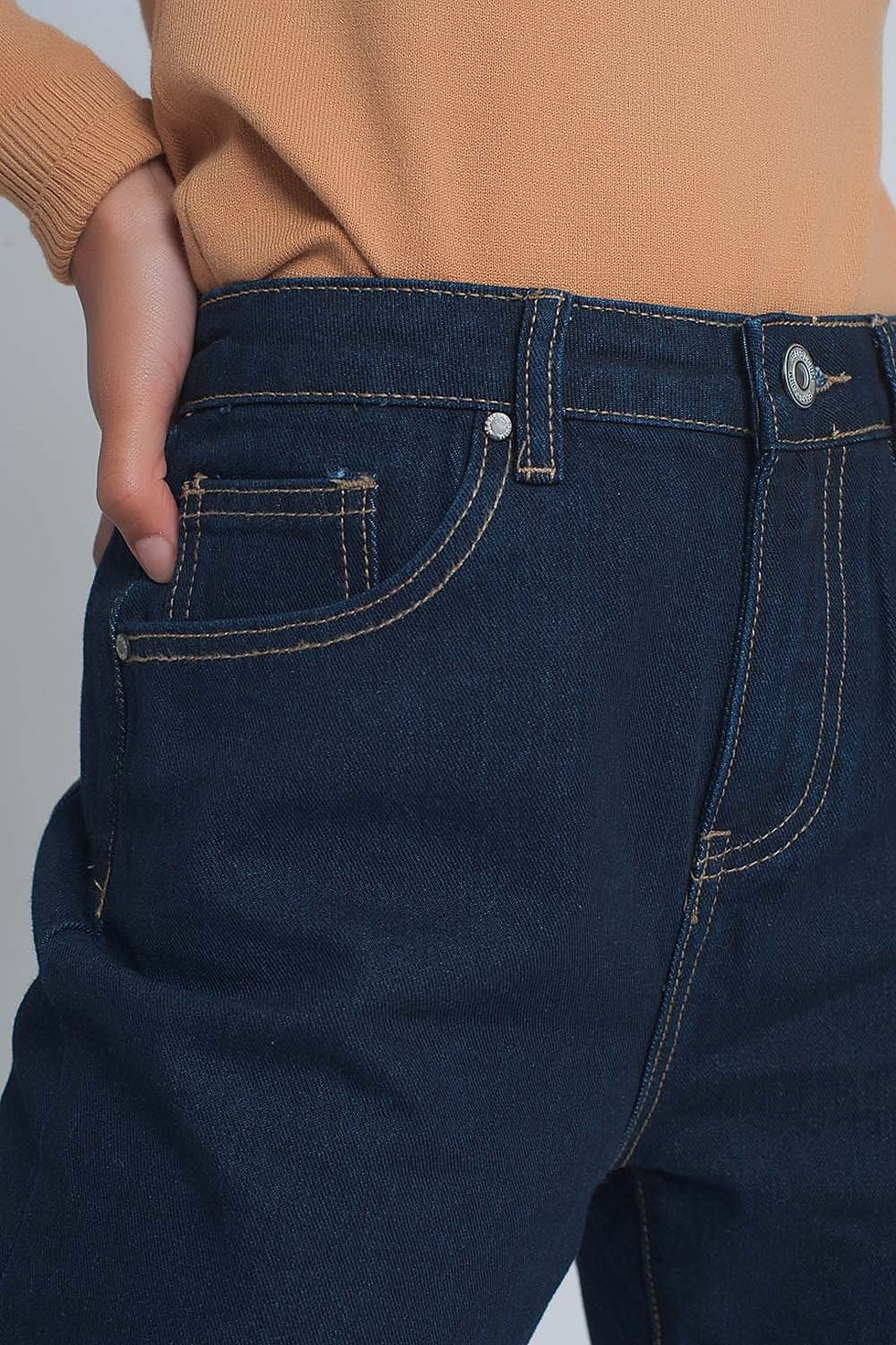 الصورة المصغرة: Trendy Jeans: High Rise Straight Cut Jeans in Dark Blue @jy1.org Trendy Clothing