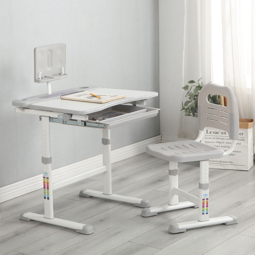 Thumbnail: adjustable kids study table & chair set with tilt Desktop/Reading Board/Pull-Out