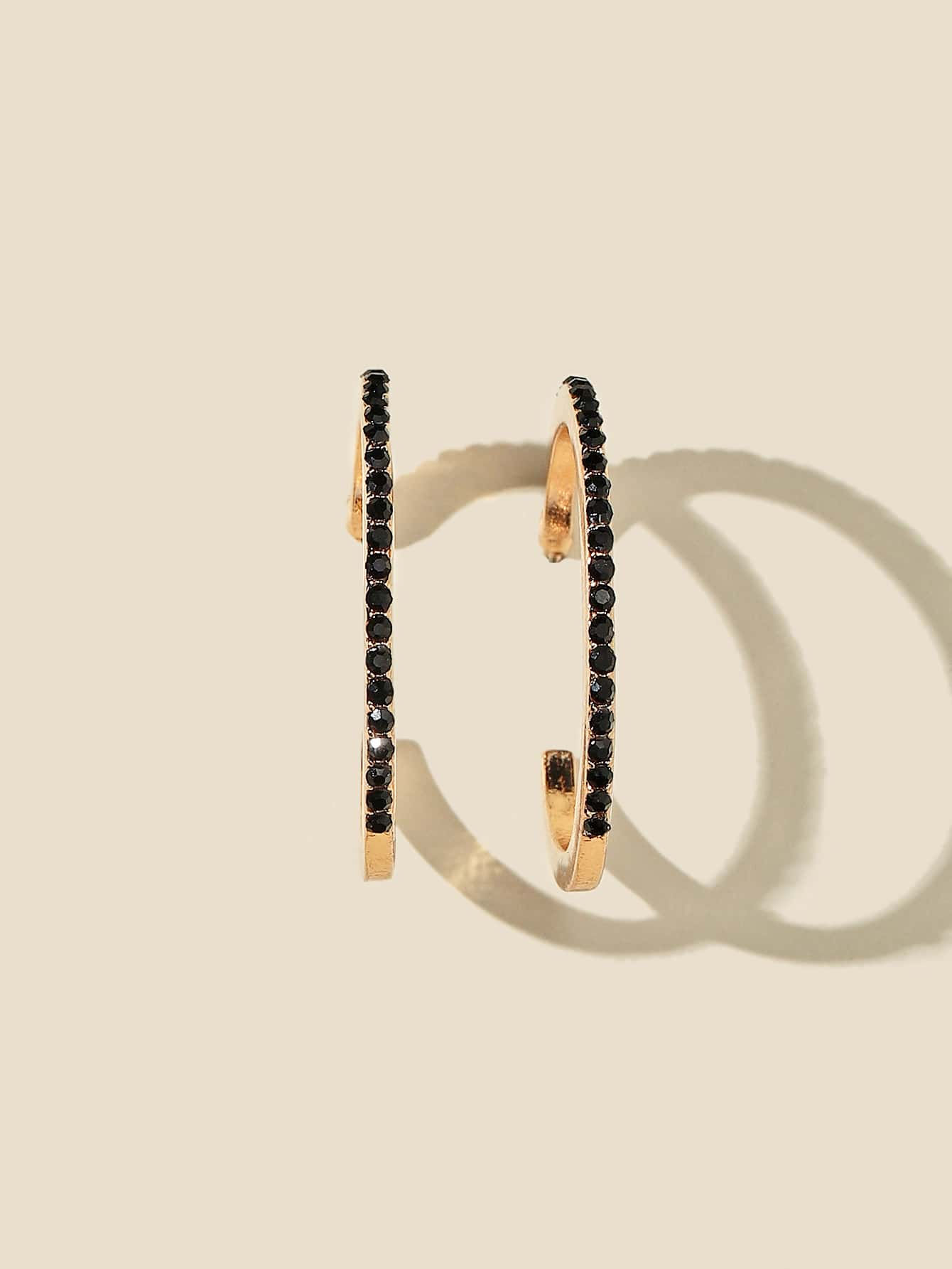 Trendy Sparkle Hoop Earrings (Black) - INTL BOUTIQUE