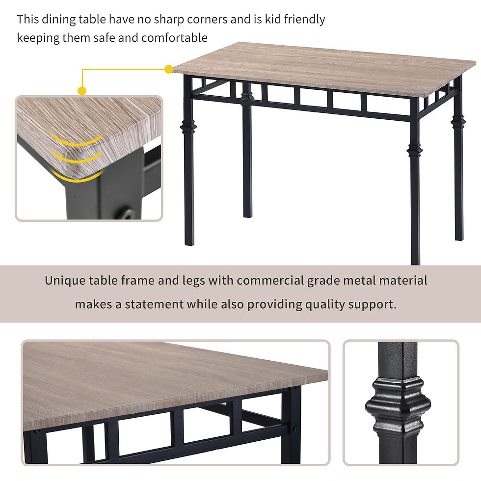 Miniaturbild:  Dining Table Set Wood Kitchen Table and 4 Leather Dining Chair 5 Piece Kitchen 