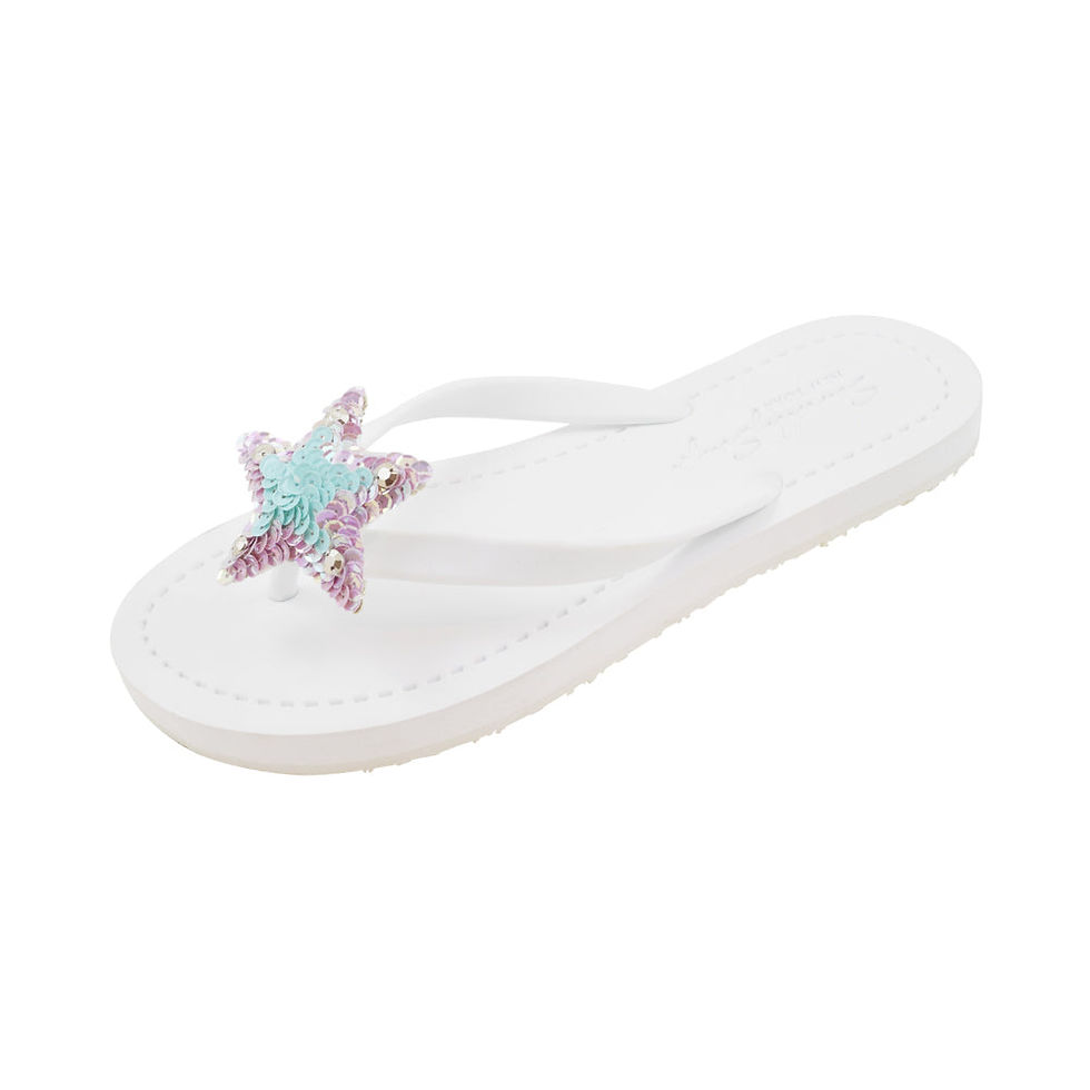 Thumbnail: 🩴 Hamptons Blue Star - Big Kids Embellished Girls Flip Flop Sandal