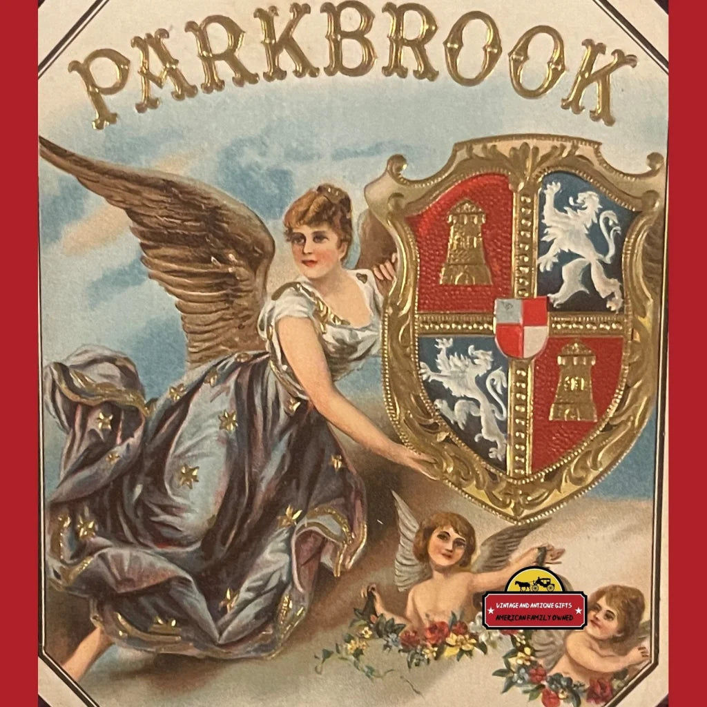 Rare Antique: 1900s Parkbrook Embossed Cigar Label, Angel, Cherubs