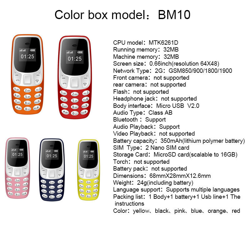 Miniaturbild: Mini Phone] Small GSM Mobile Phone BM10 Sim Card 0.66 Inch