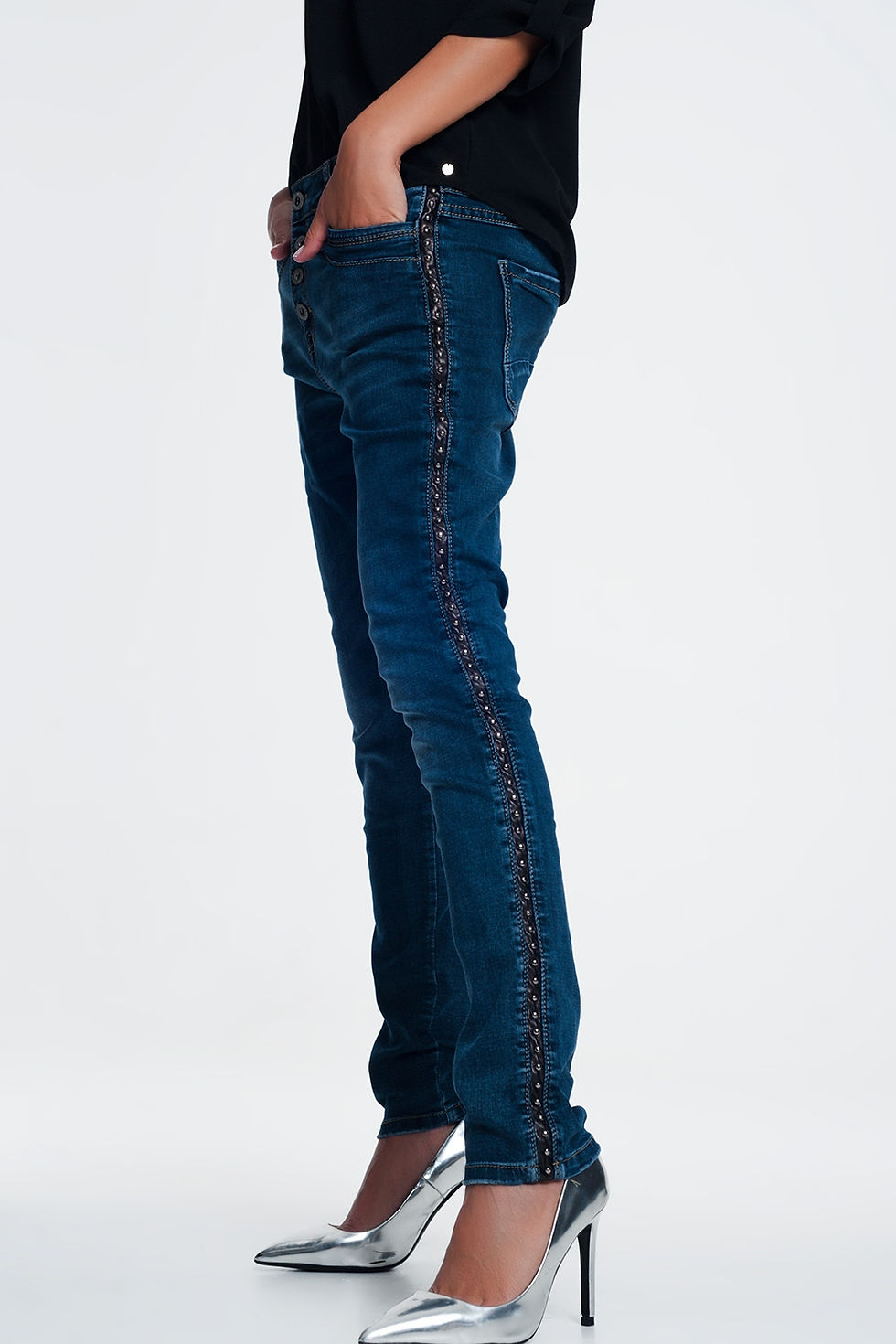 Миниатюра: Trendy Jeans: Leather Look Studded Jeans
