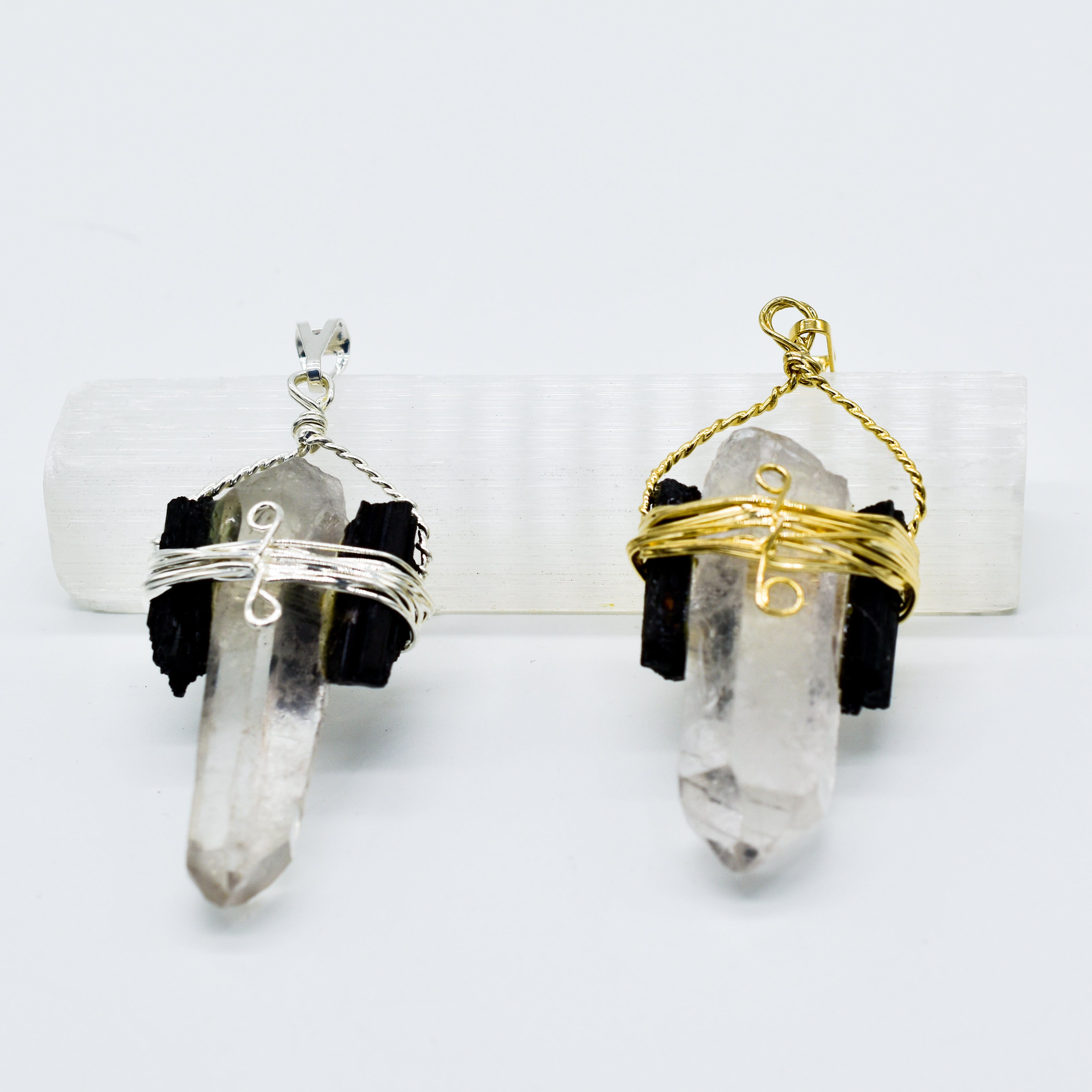 NEW Wire Wrapped Quartz Point With Black Tourmaline