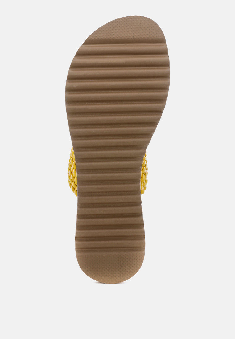 Thumbnail: London Fashion: Zina Braided Leather Flat Sandal