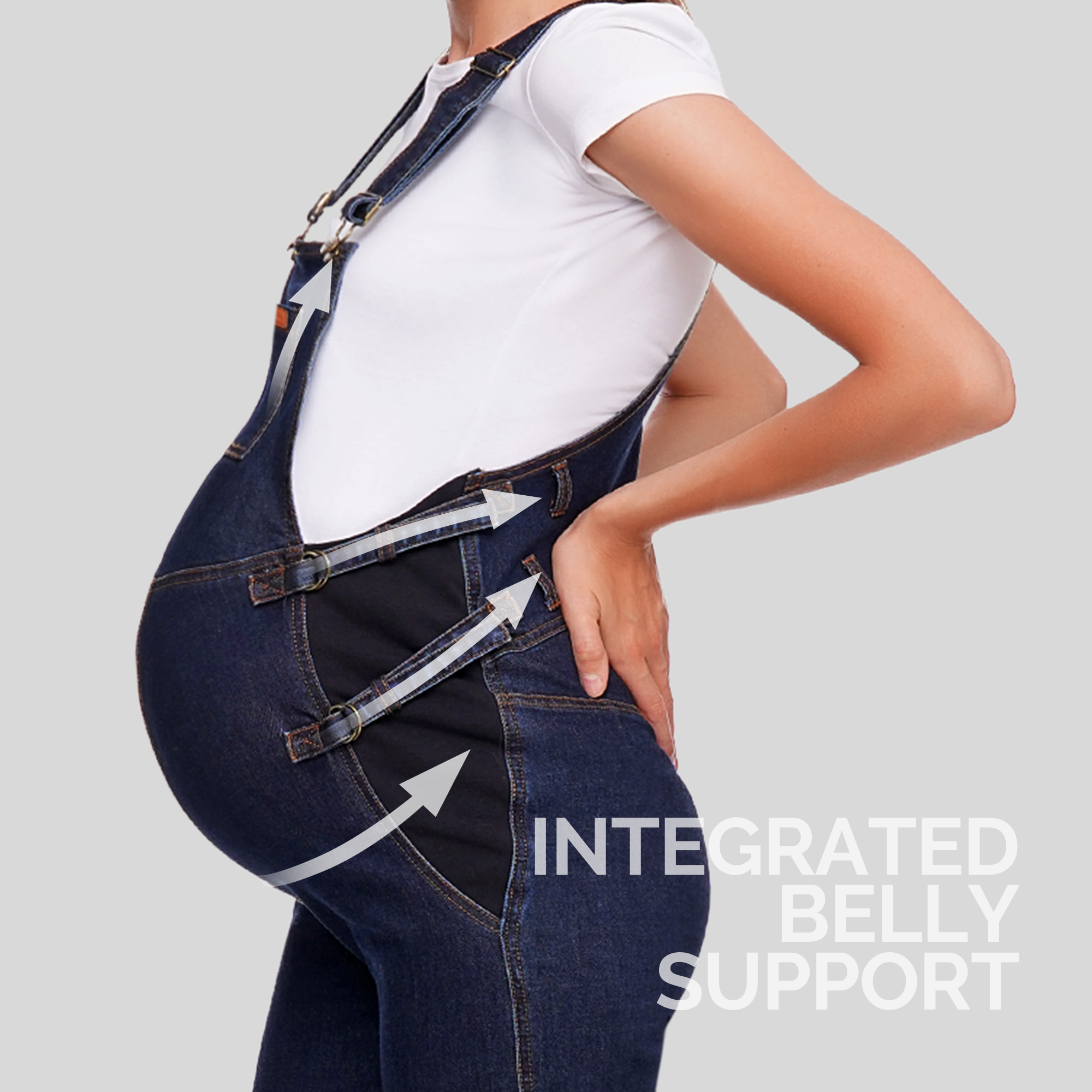 Happy Mama Belly Support Maternity Overall - Long