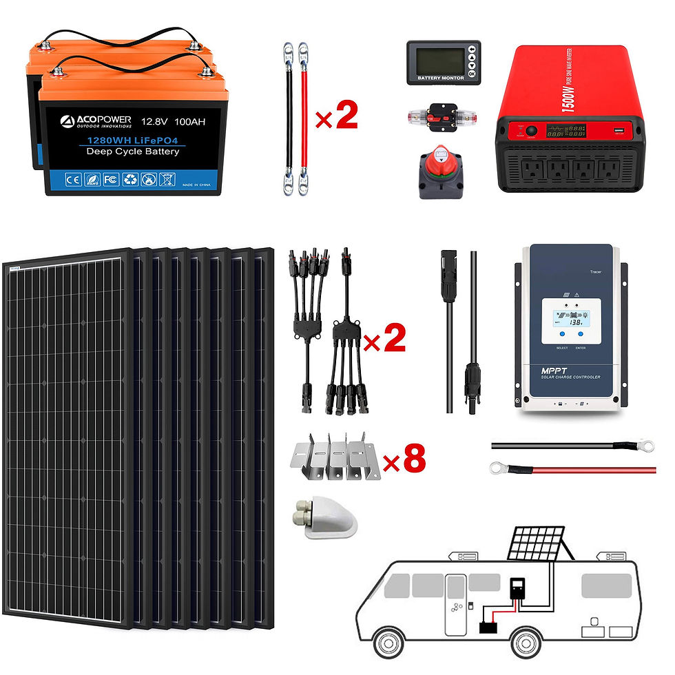 Thumbnail: ACOPOWER Lithium Battery Mono Solar Power Complete System + Battery and Inverter