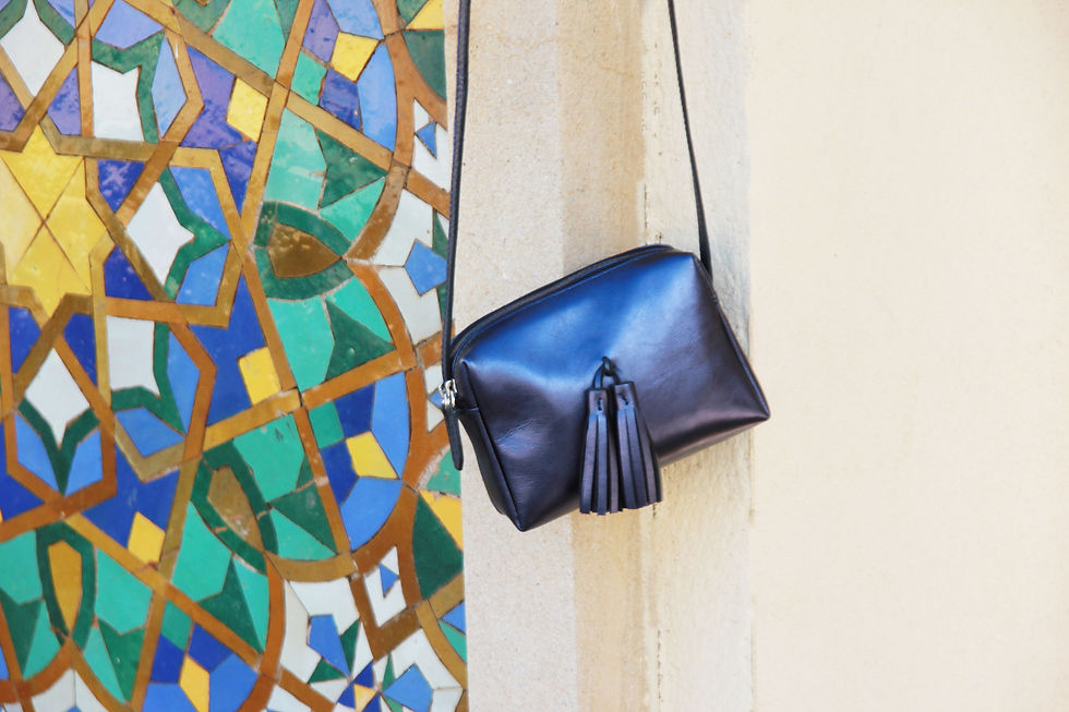 Thumbnail: 👜 Small Leather Bag - Rikiki by MJ -Handmade - Made in Morocco