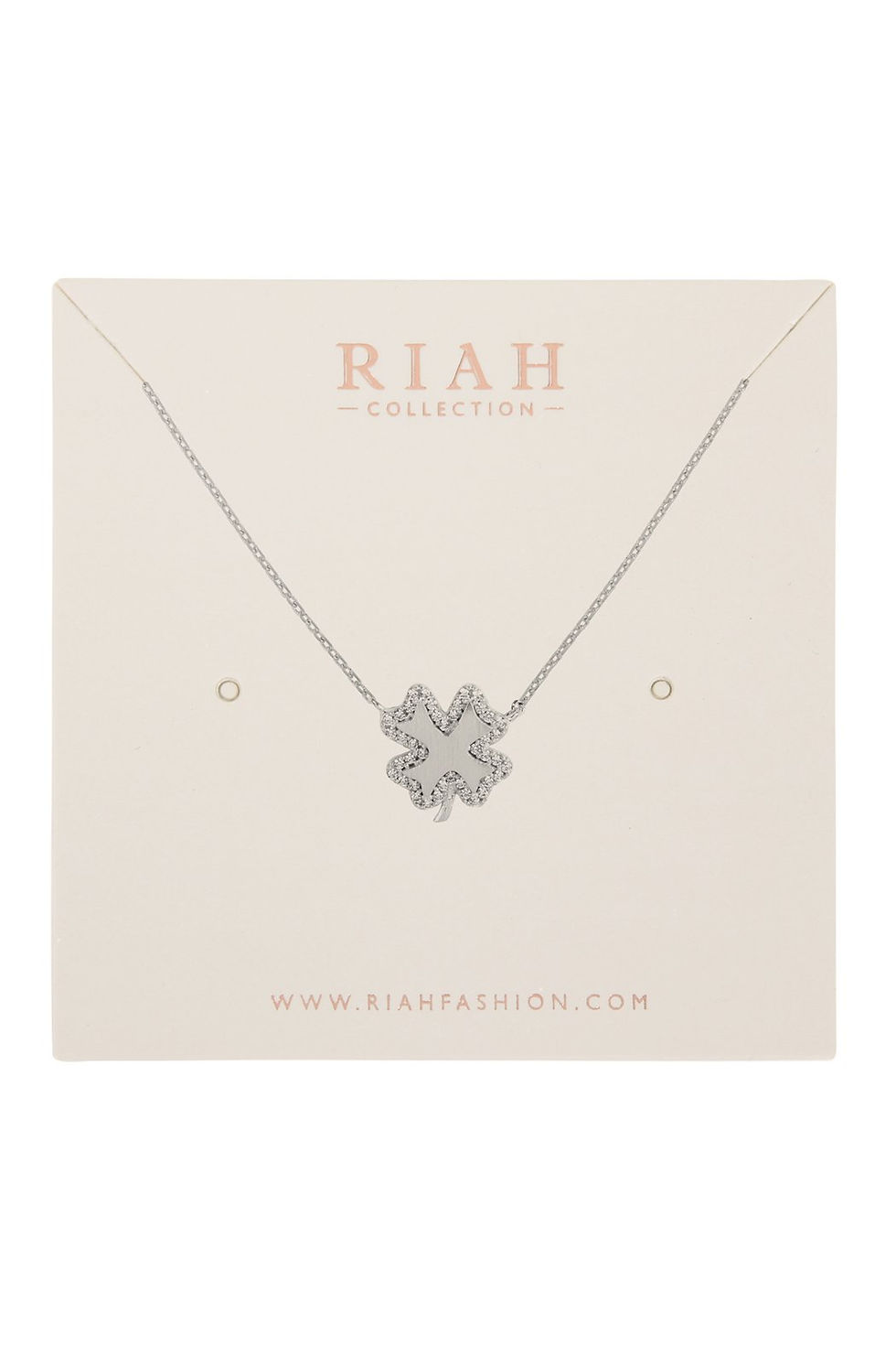 Thumbnail: Clover Leaf Crystal Pave Pendant Trendy Necklace