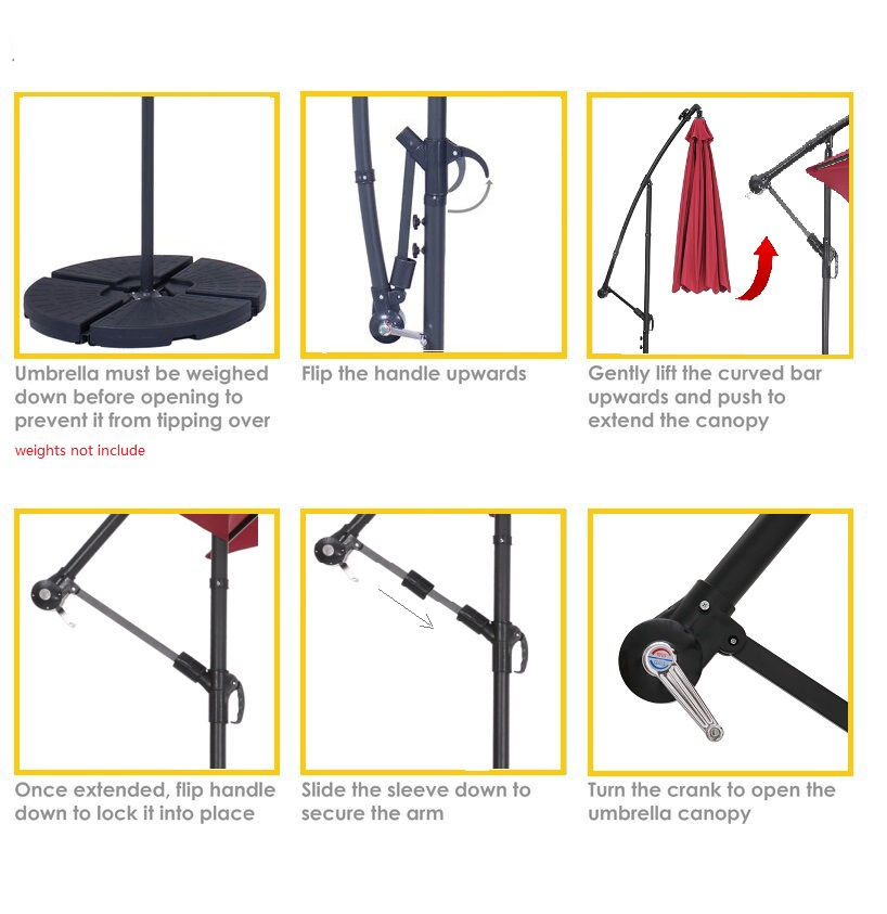 Thumbnail: 10 FT Solar LED Patio Outdoor Umbrella Hanging Cantilever Umbrella Offset Umbrel