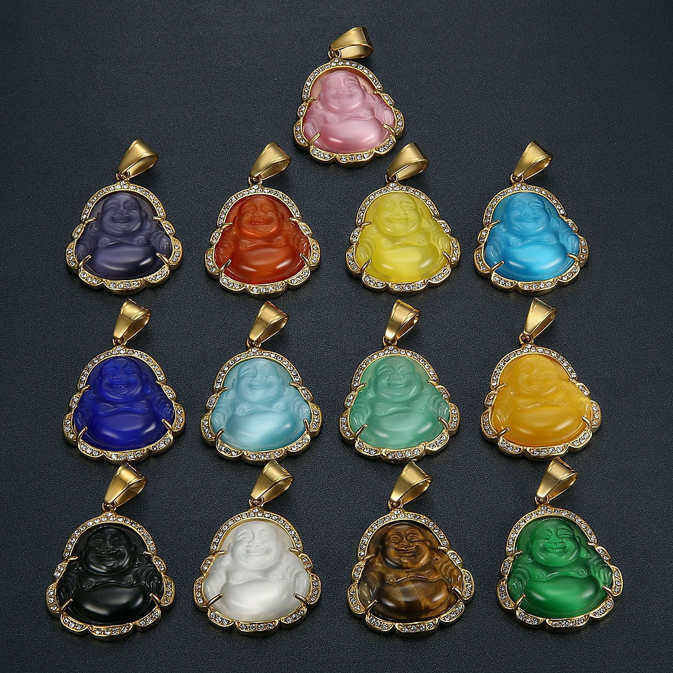 Thumbnail: Amulet: Joy Buddha Necklace with Opal Stone