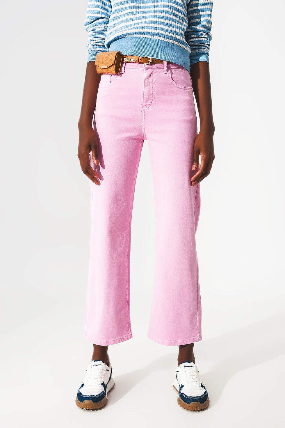 थंबनेल: Cropped Wide Leg Jeans in Bubblegum Pink