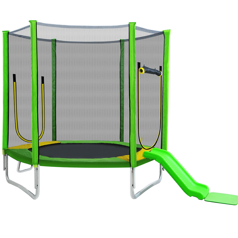 Thumbnail: 7FT Trampoline for Kids with Safety Enclosure Net, Slide and Ladder, Easy Assemb