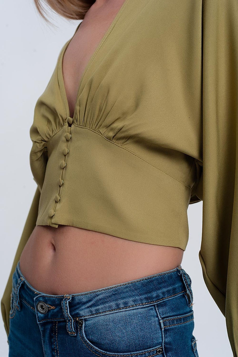 Miniaturbild: Top With Puff Sleeves in Green