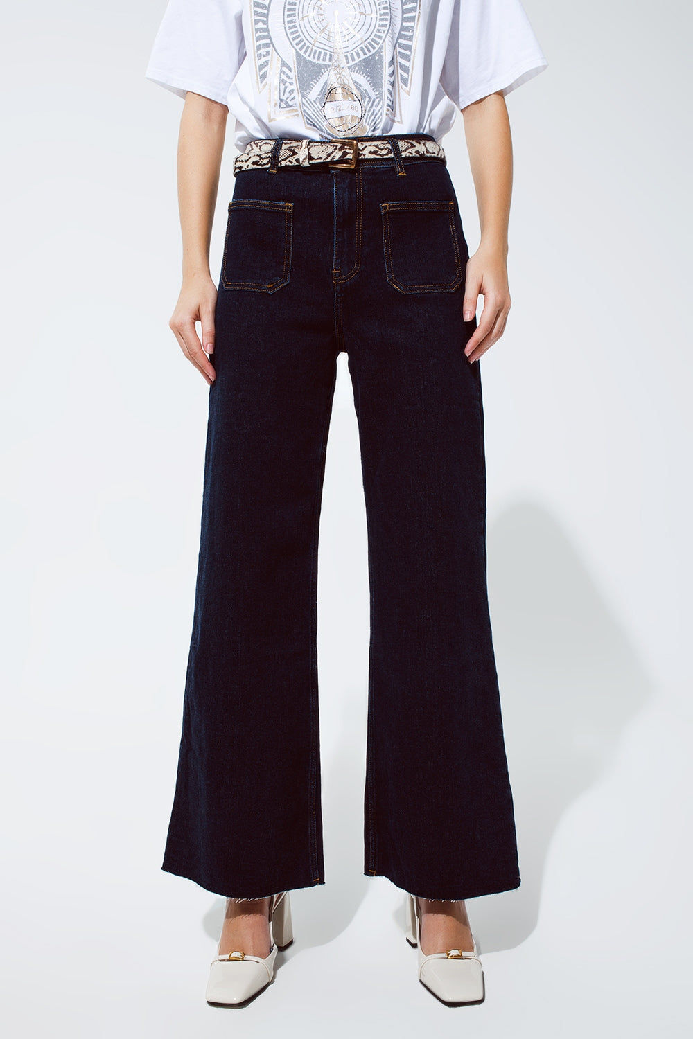 Straight Trendy Jeans with Pocket Detail in Dark Wash