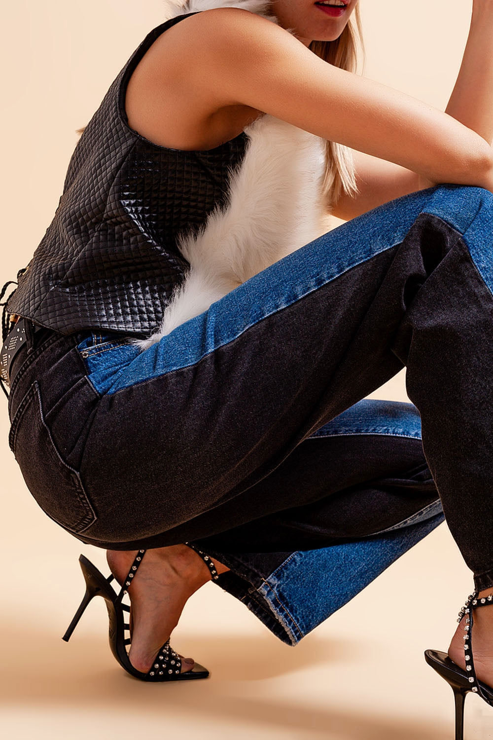Mom Jeans With 90s Color Block Design