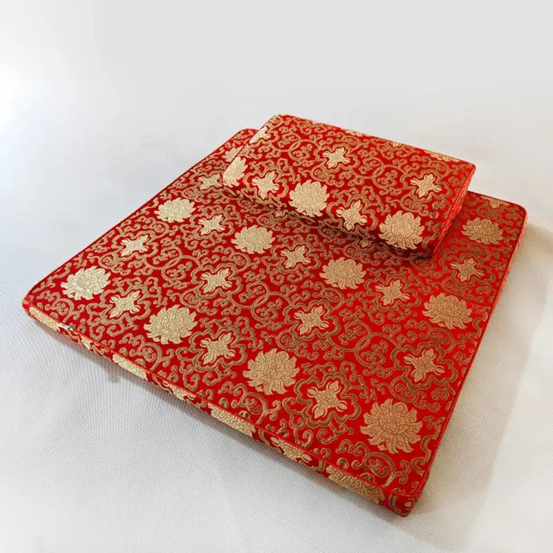 Thumbnail: Zafu and Zabuton Meditation Cushion Set - Lotus Meditation Pillow