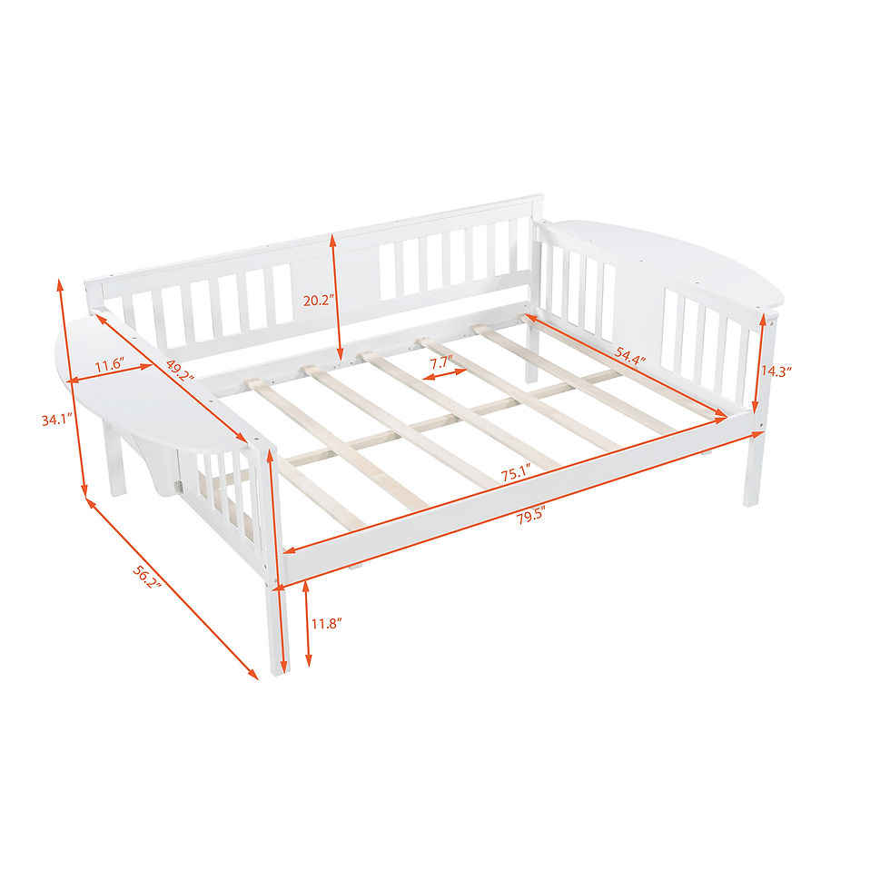 Miniatura: Full size Daybed, Wood Slat Support, White