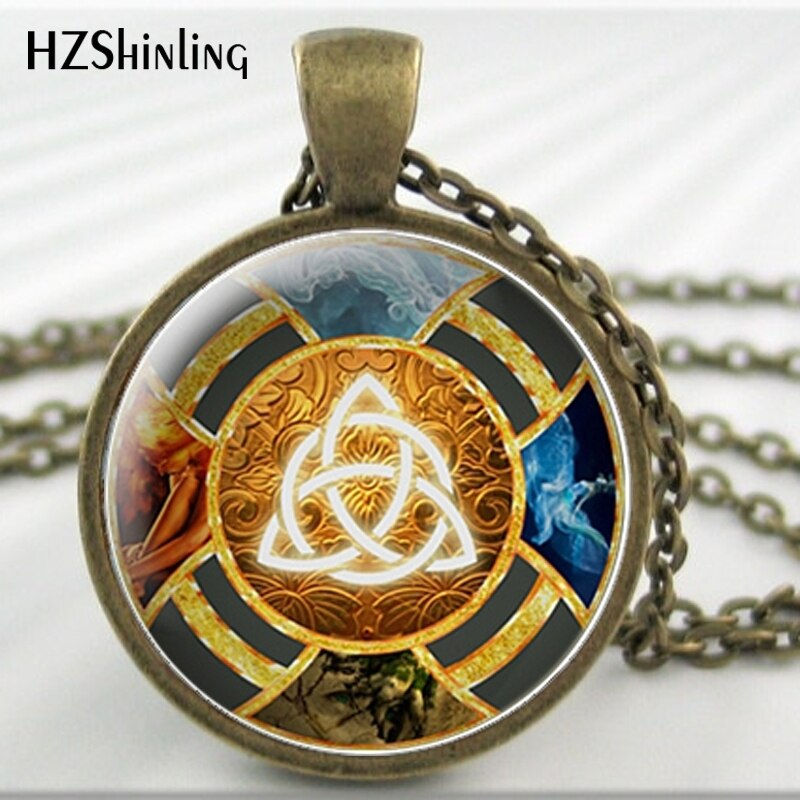 Thumbnail: Elements Earth Nature Jewelry, New Wind Fire Water Elemental Wicca Necklace HZ1