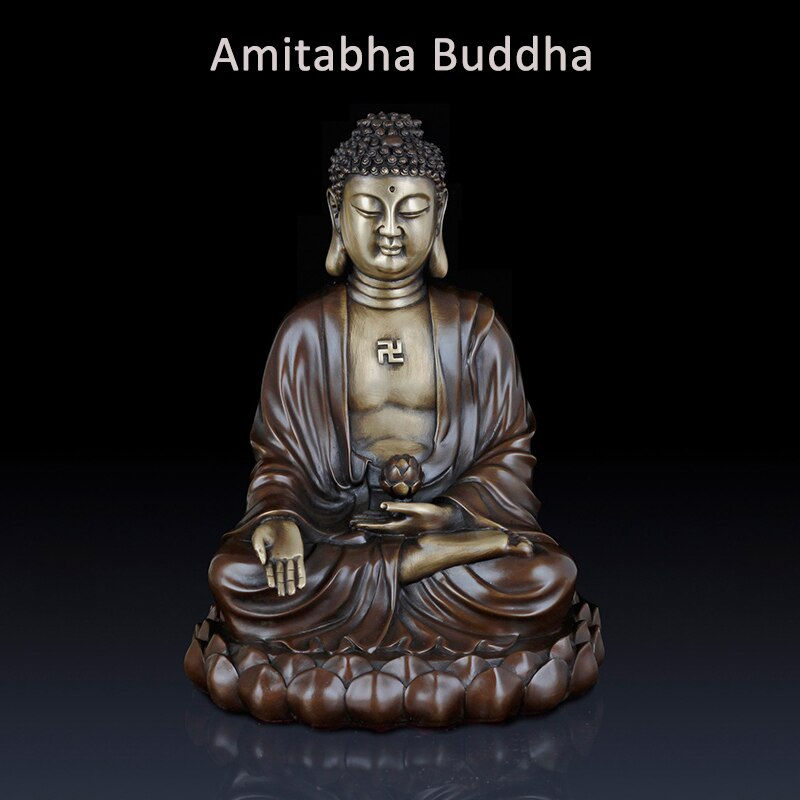 Thumbnail: Amitabha, Sakyamuni, and Medicine Buddha - Brass Triratna Buddha Statues
