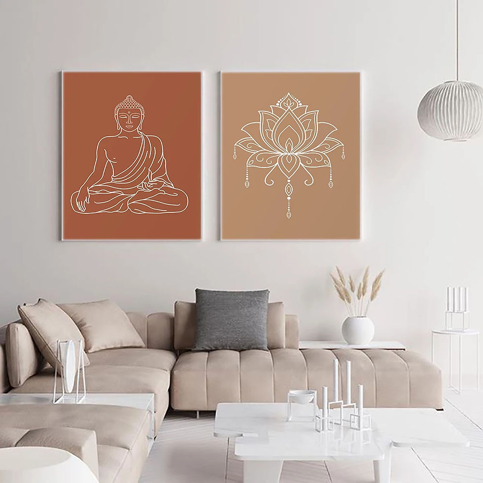 Thumbnail: Zen Yoga Mandala Buddha Lotus Neutral Colors Wall Art