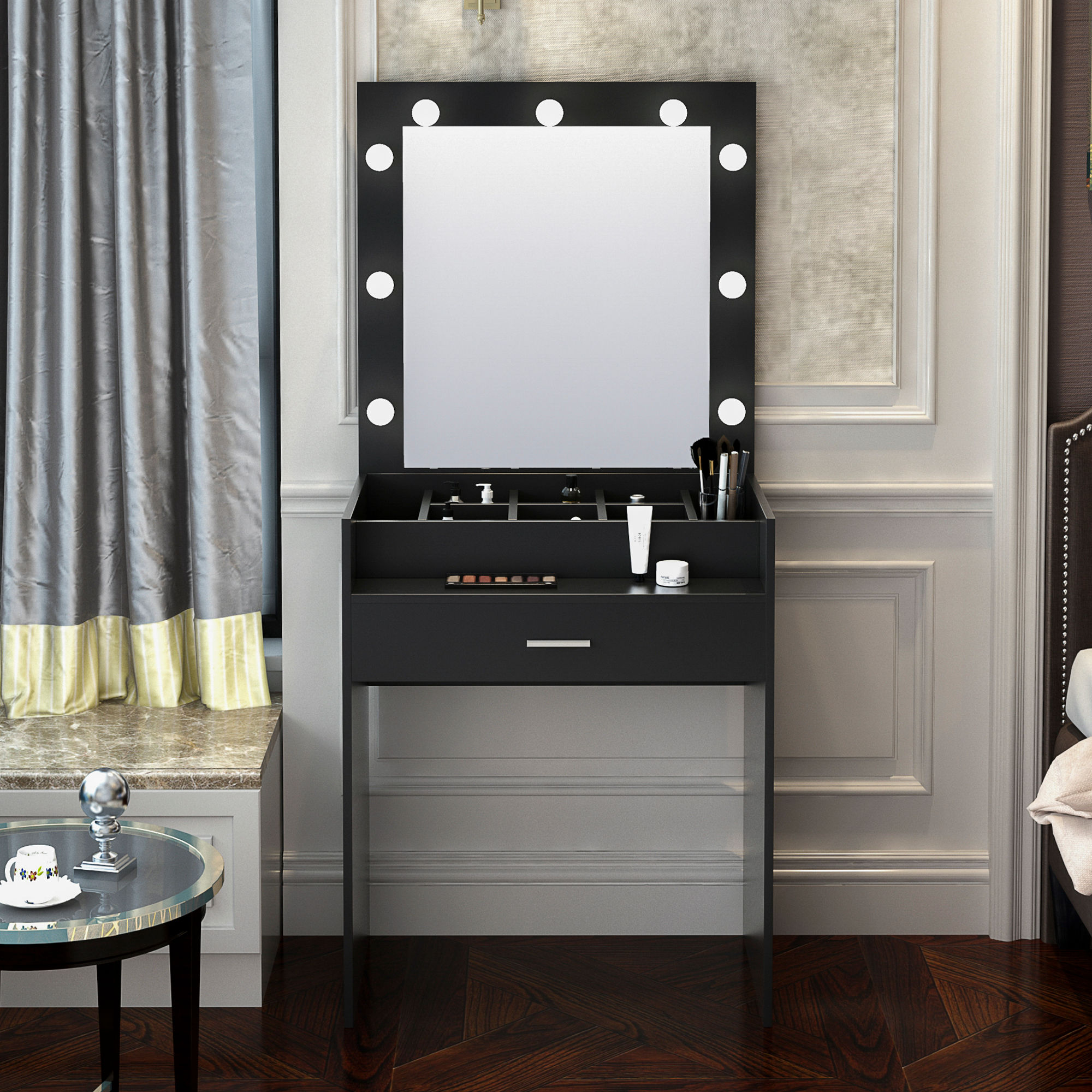 Home source dressing table set with mirror and fool efficiency unit, 15 mm parti
