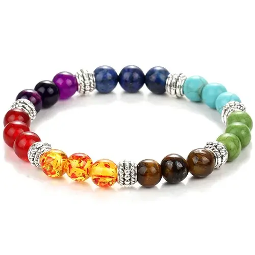 Thumbnail: Natural Stone Beaded Chakra Bracelet for Healing.