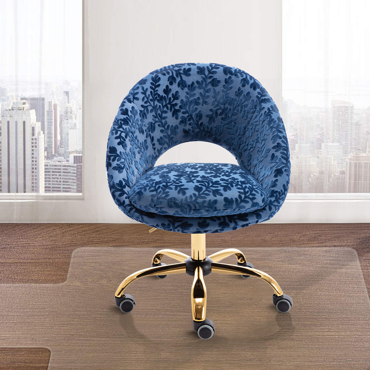 Swivel officeChairforLivingRoom/BedRoom,ModernLeisure officeChairNavy