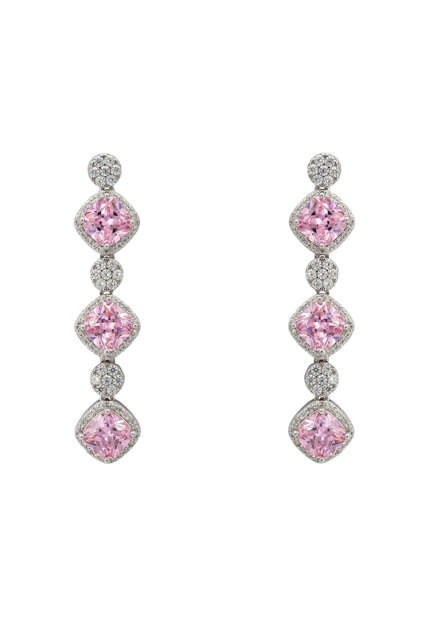 💎 Elena Drop Earrings, Morganite Silver