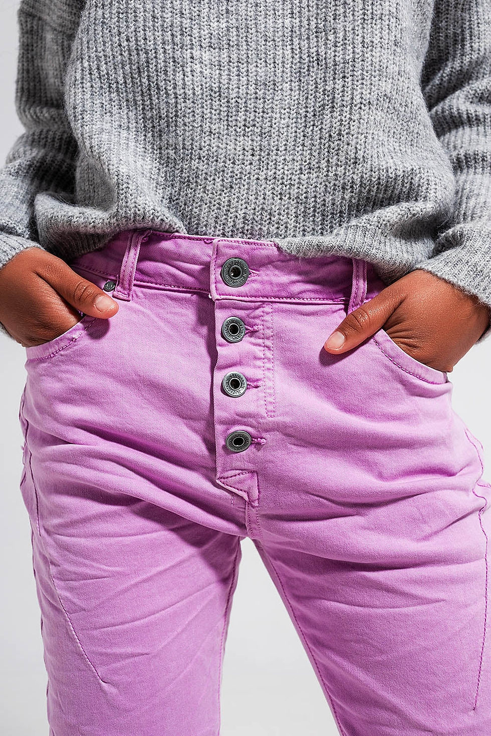 Miniaturbild: Exposed Buttons Skinny Jeans in Pink