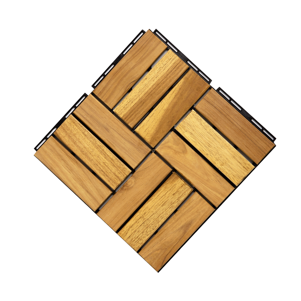 Miniaturbild: 12" x 12" Square Teak Wood Interlocking Flooring Tiles Checker Pattern Pack of 1