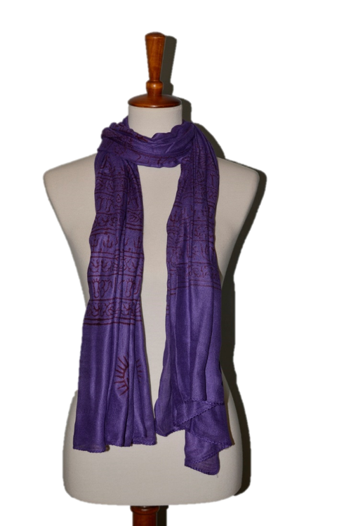 Thumbnail: OM Hand Block Bhakti Yoga Prayer Sanskrit Hindu Mantra Shawl