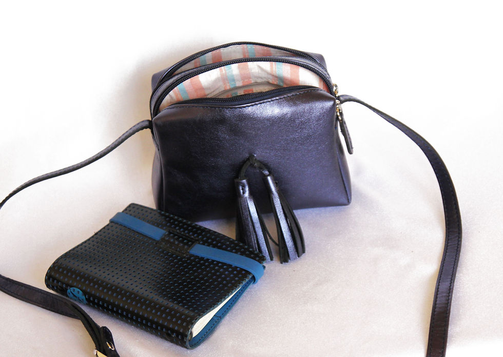 Thumbnail: 👜 Small Leather Bag - Rikiki by MJ -Handmade - Made in Morocco