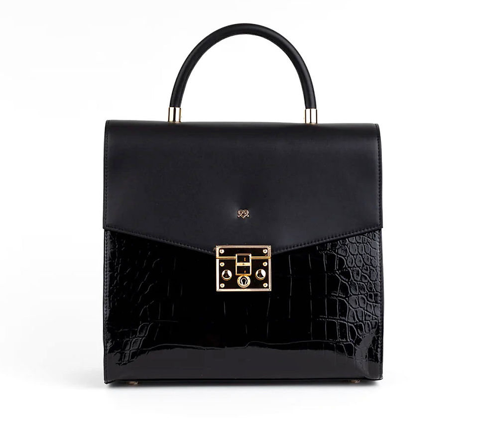 Thumbnail: SIMONE Black Vegan Leather Handbag
