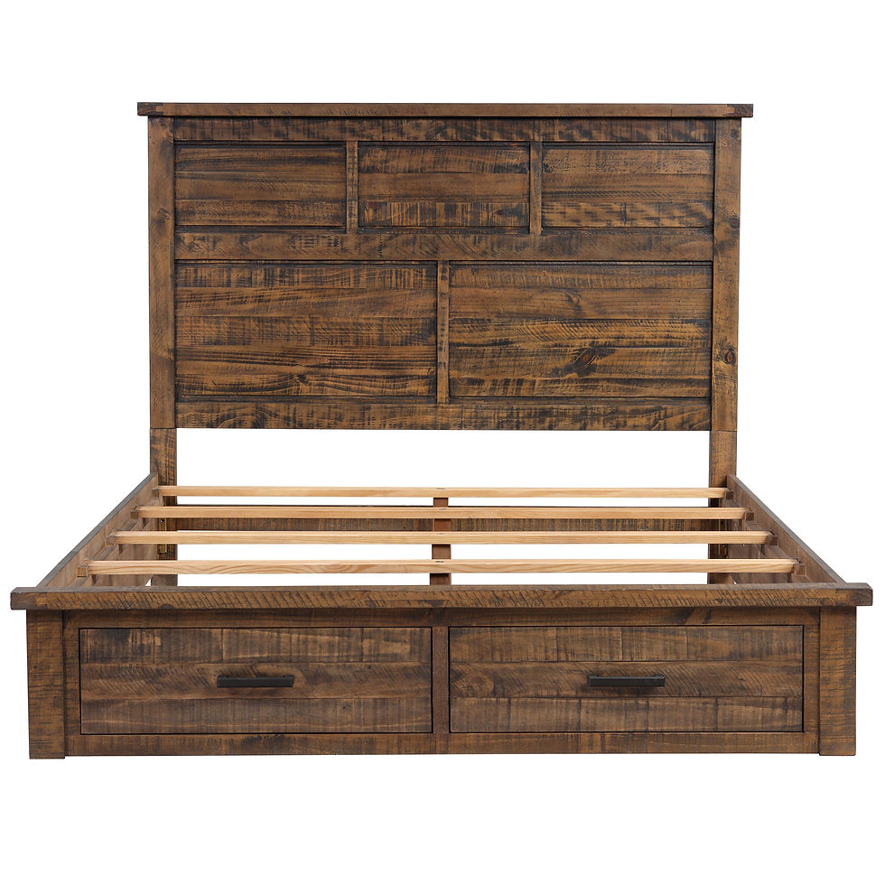 Miniature : Rustic Reclaimed Solid Wood Framhouse Storage Queen Bed