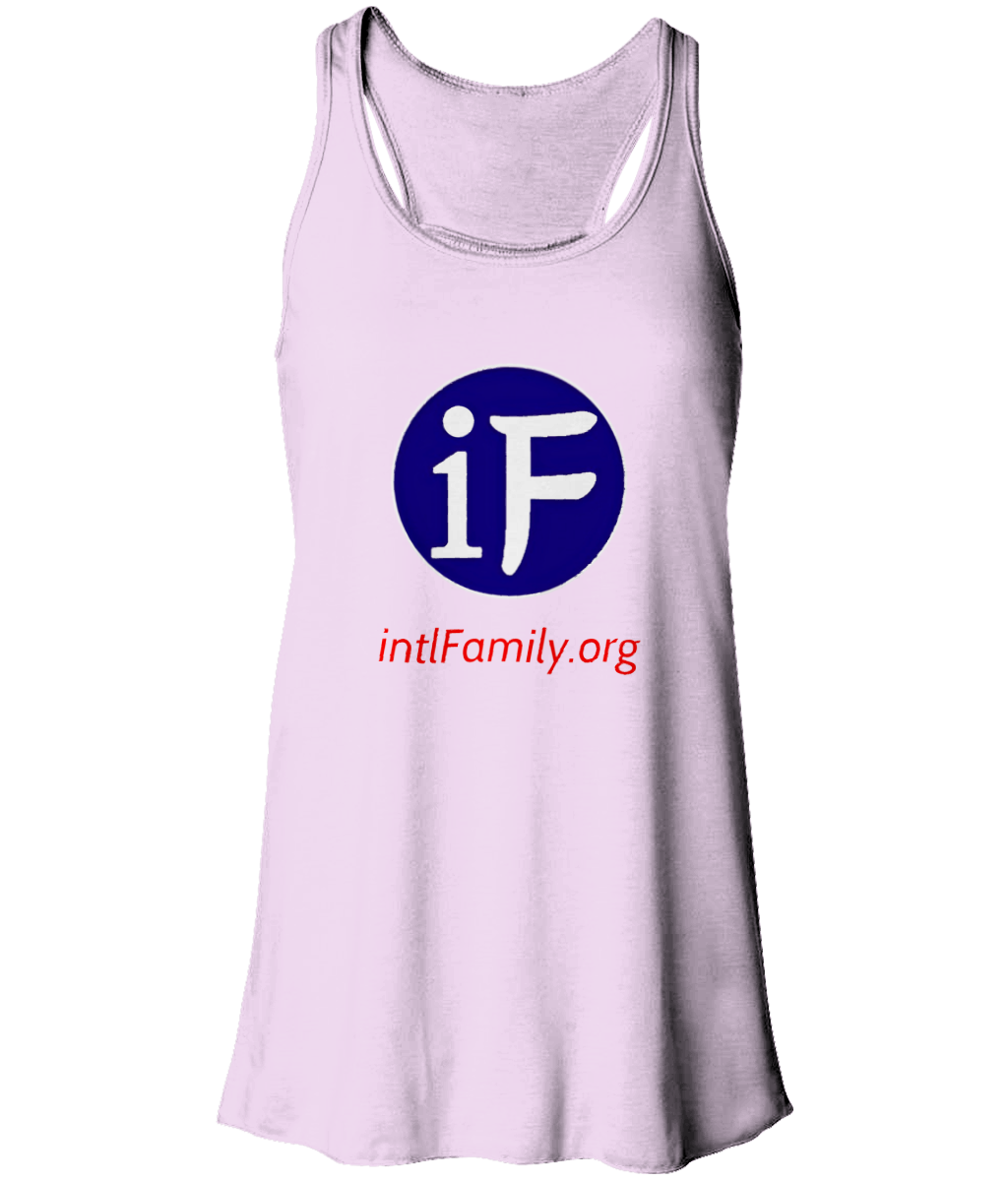 intlFamily.org Bella Flowy Racer Back Tank Top - Front